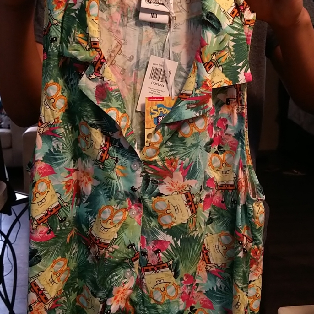 Nickelodeon SpongeBob tropical tie woven tank